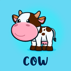 Animated cute cow 2D game asset