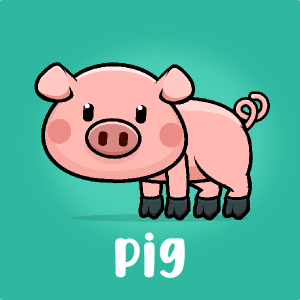 Animated cute pig 2D game asset