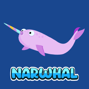 Animated narwhal fish game asset